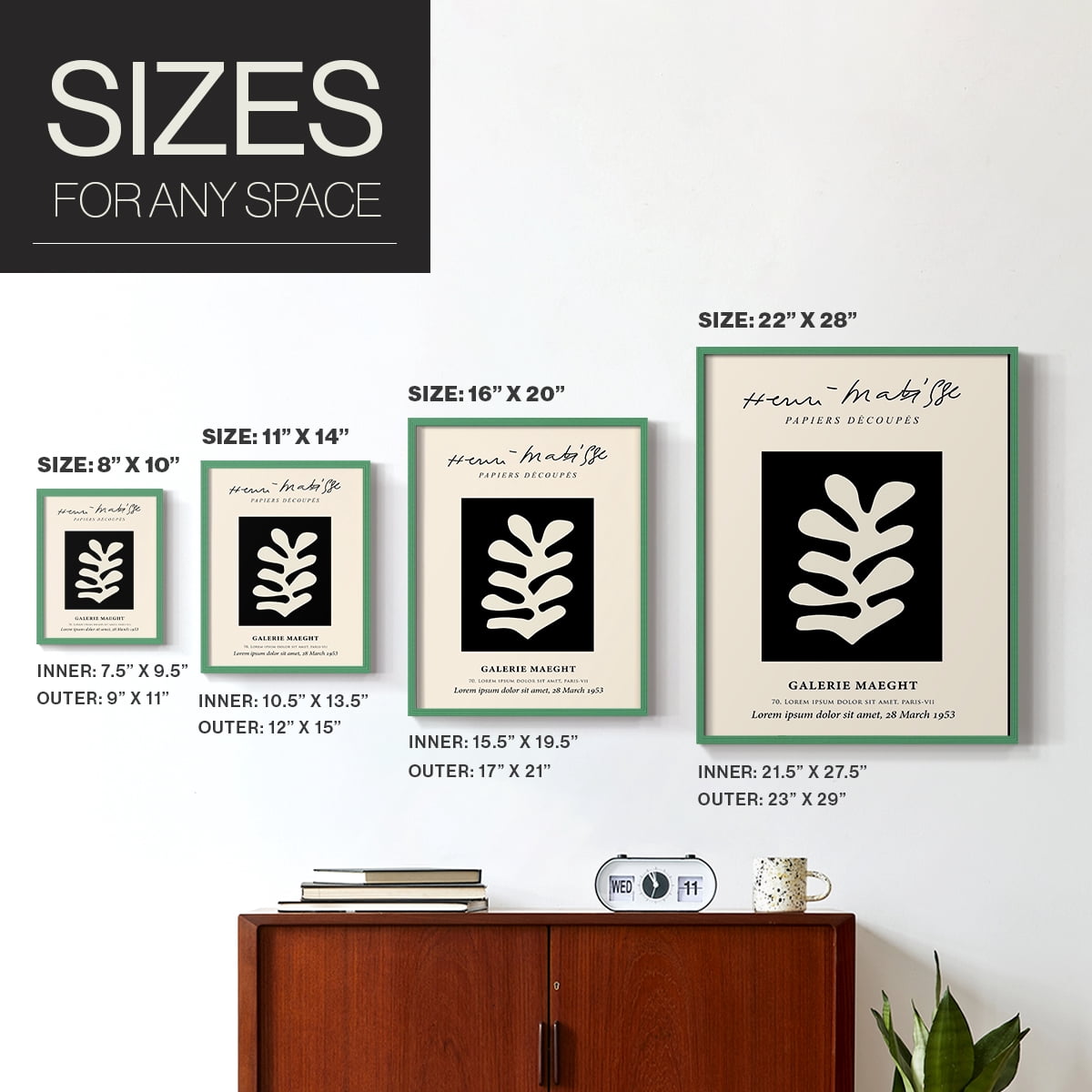 Matisse CL Framed Print in Green Solid Wood 8 x 10 Framed Print