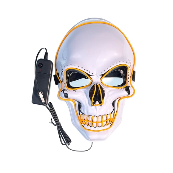 Cubierta facial LED, 3 modos de iluminación, cubierta facial de calavera aterradora brillante para Halloween, Cosplay, fiesta navideña, luz amarilla