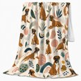 thumbnail image 2 of Boxer Dogs Among Abstract Rainbows And Leaves, Cozy Flannel Blanket with Modern Boho Illustration Print, Housewarming Gift for Boxer Boho Decor Fans, Home Decor for Bedroom and Living Room, 2 of 7