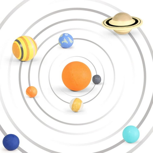 Jinsinto Solar System Teaching Model, 9 PCS Astronomy Science Educational Toy Set 3D Vinyl Planet Kit for Toddlers Kids Girls & Boys