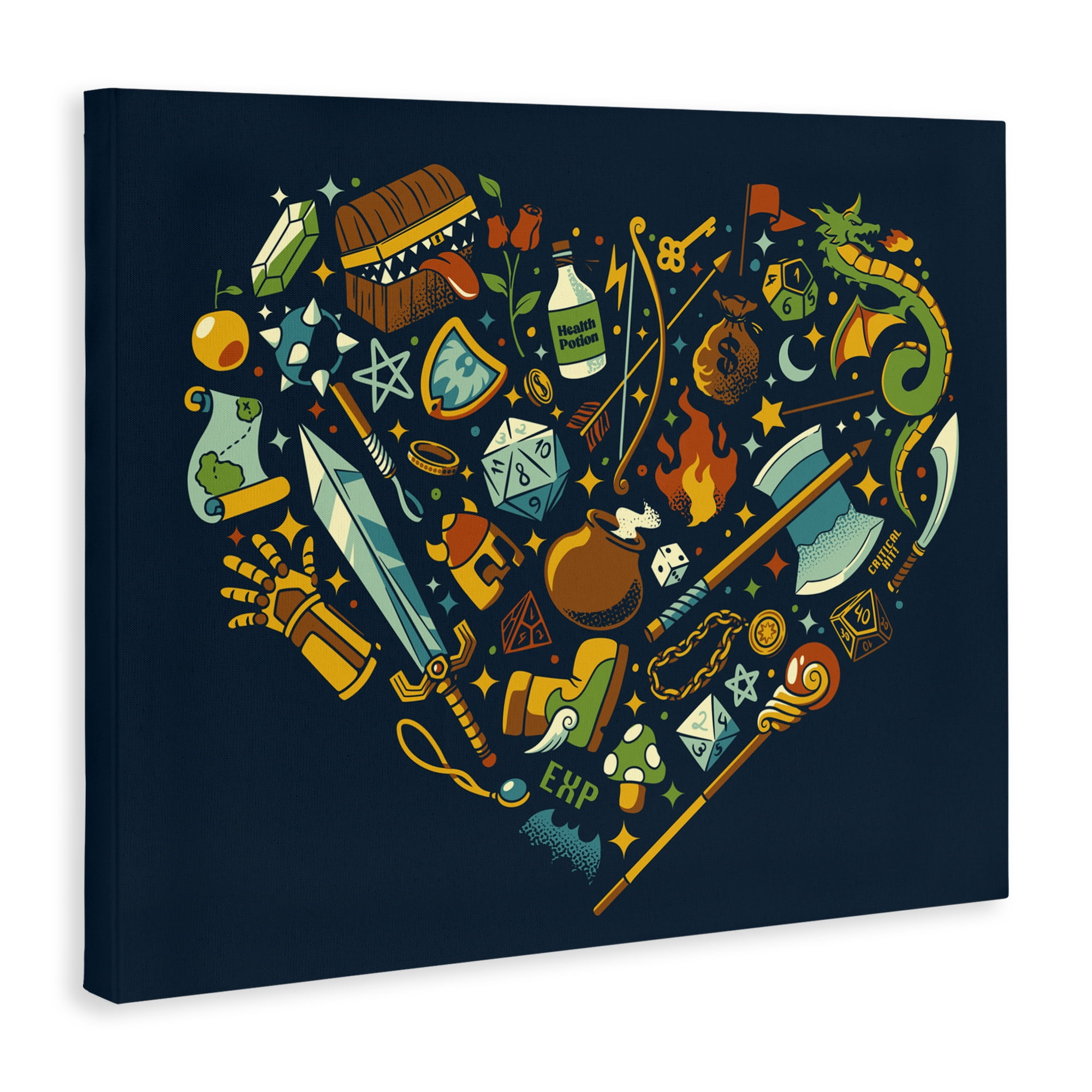 Stupell Industries Board Game RPG Trinkets Canvas Wall Art, design by Tobe Fonseca