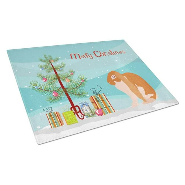 Carolines Treasures BB9329LCB English Lop Rabbit Christmas Glass Cutting Board, Large