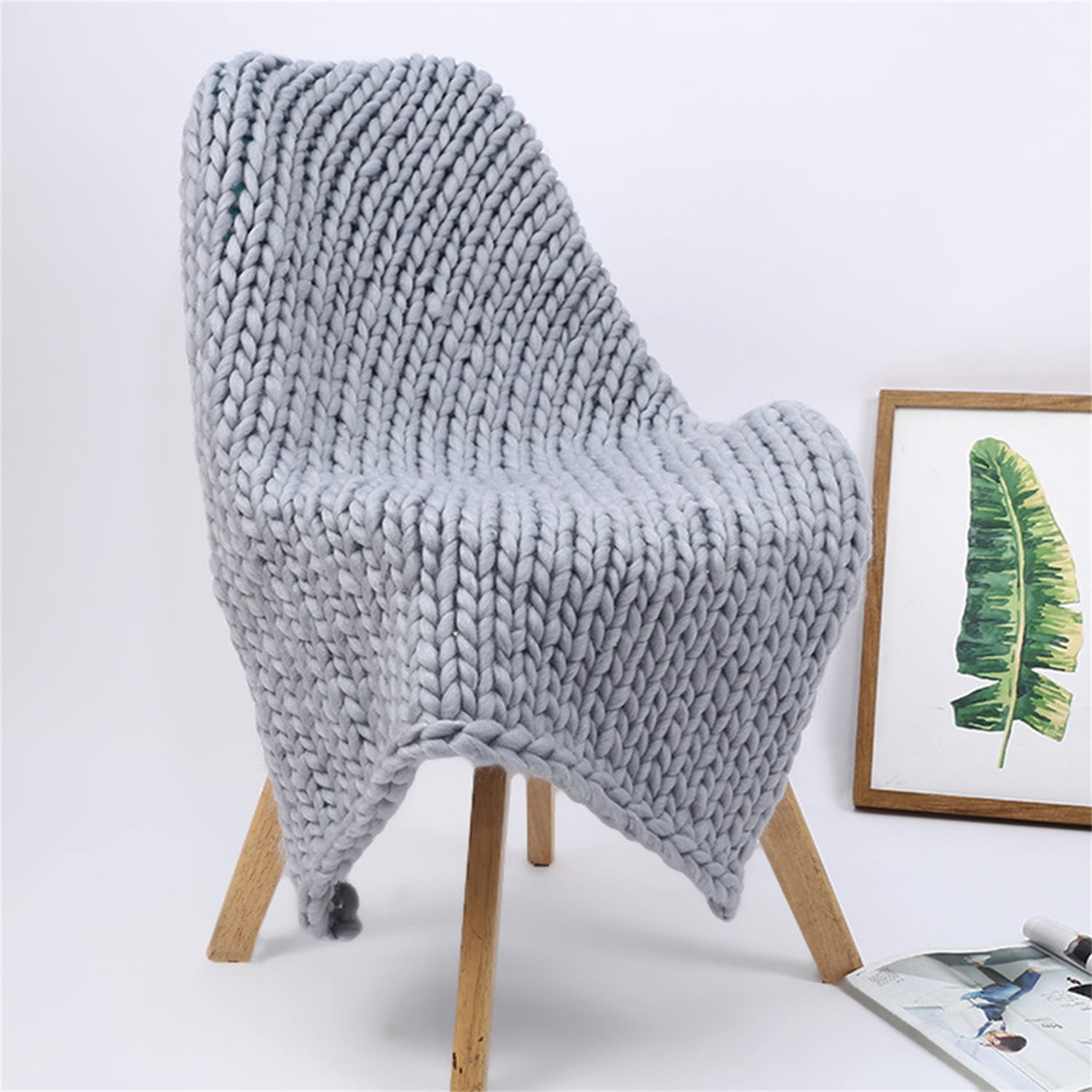 Lowestbest Chunky Knit Blanket, Handmade Warm Soft Throw Blanket, Cable Knit Blanket - Light Grey (51" x 67") Lowestbest Chunky Knit Blanket, Handmade Warm Soft Throw Blanket, Cable Knit Blanket - Light Grey (51" x 67")