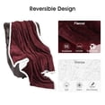 thumbnail image 5 of Blanket Reversible Flannel/Sherpa Throw Blanket Soft Cozy Warm Plush Fuzzy Easy Care Couch Sofa Bed Blankets, 60 x 80 Inches Wine Red, 5 of 5