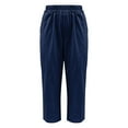 thumbnail image 4 of Blue Wide Leg Sweatpants Women's Pocket Cotton Linen Fashion Solid Color Pants Slim Casual Long Pants Fashion Clothing, 4 of 5