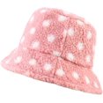 thumbnail image 5 of CoCopeaunts Women Bucket Hats White Polka Dots Lamb's Down Cute Basin Cap Female Outdoor Casual Hundred Autumn Winter Warm Hats, 5 of 8