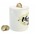 thumbnail image 2 of Modern Piggy Bank, Thank You Words Surrounded by the Olive Leaves Like Ivy with White Background, Ceramic Coin Bank Money Box for Cash Saving, 3.6" X 3.2", Yellow and Black, by Ambesonne, 2 of 4
