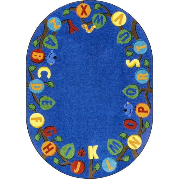 Joy Carpets Kid Essentials Learning Tree 7'8" x 10'9" Oval Area Rug in Color Multi