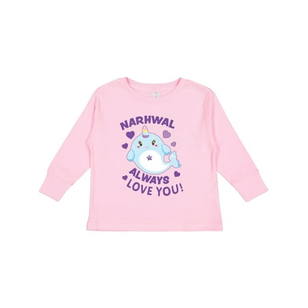 

Inktastic Narwhal Always Love You in Blue and Purple Gift Toddler Boy or Toddler Girl Long Sleeve T-Shirt