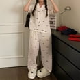 thumbnail image 2 of FUNDUFI Womens Pajama Sets Short Sleeve Cartoon Dog Prints Pajama Tops With Sleepwear Long Pants Oversized 2Pcs Pjs Outfit Set Soft Lightweight Lounge Sets Comfy Homewear, 2 of 9