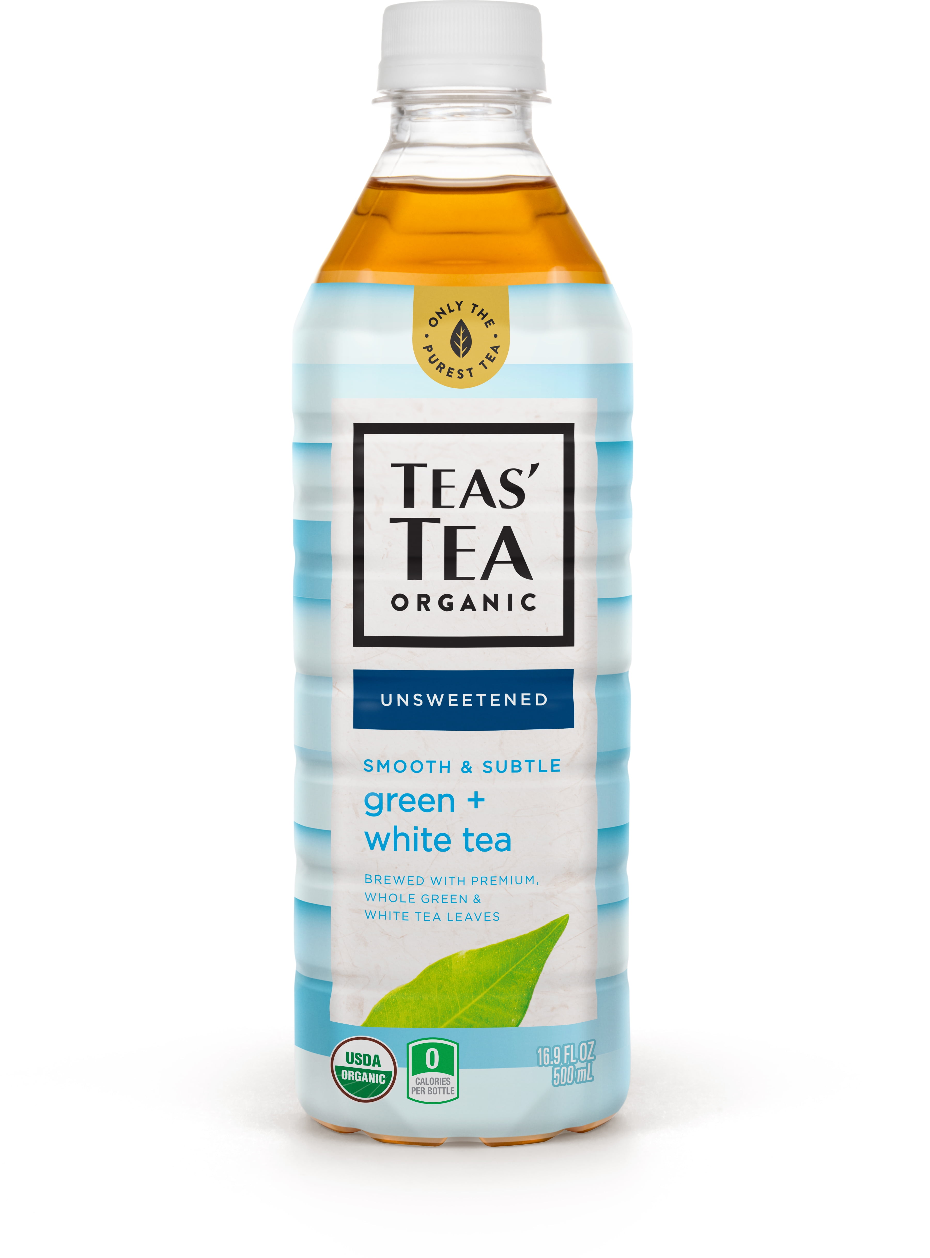 Teas' Tea Unsweetened Green White Tea, 16.9 Ounce (Pack of 12), Organic
