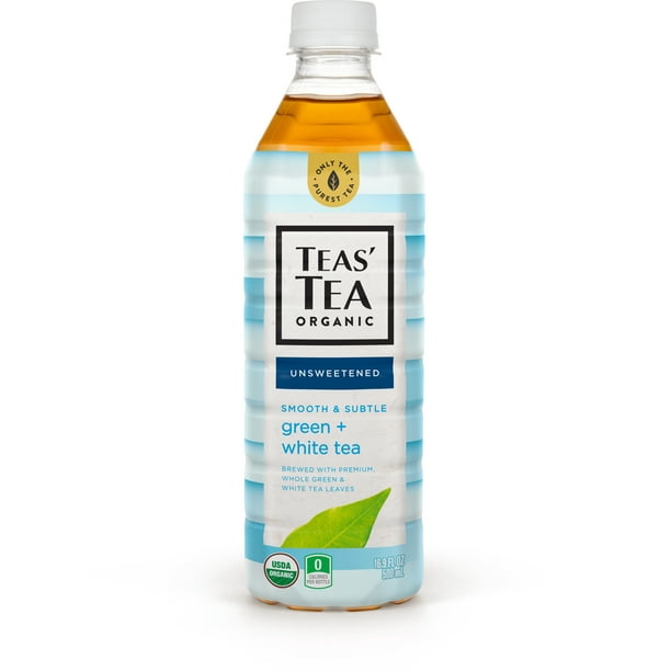 Teas' Tea Unsweetened Green White Tea, 16.9 Ounce (Pack of 12), Organic