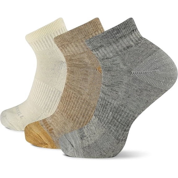 Merrell Unisex Trekker Outdoor Quarter Socks Tan Assorted (3 pairs) - MEA33505Q3B2001-ASST