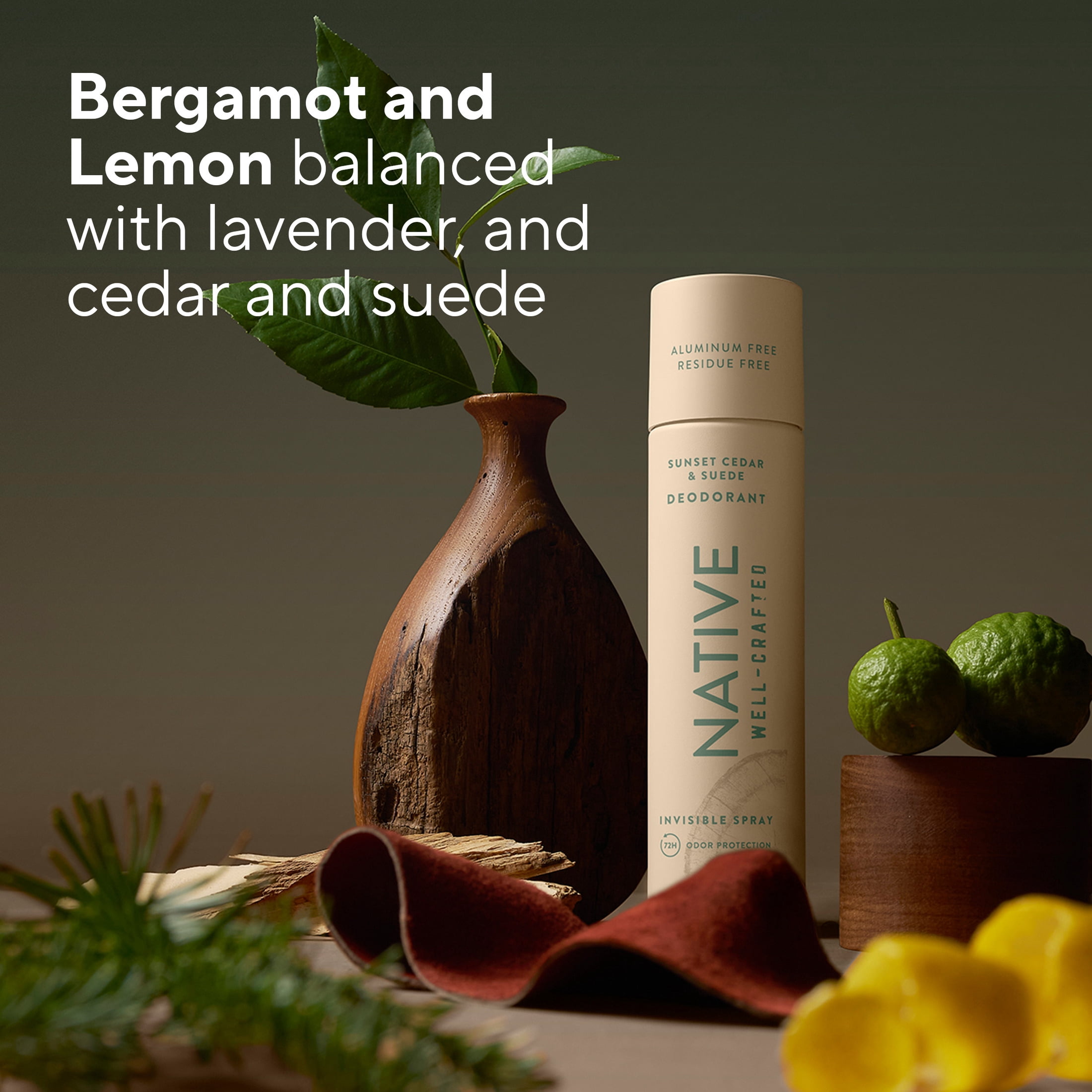 Native Aluminum Free Spray Deodorant for Men, Sunset Cedar & Suede, Well-Crafted, 3.5 oz
