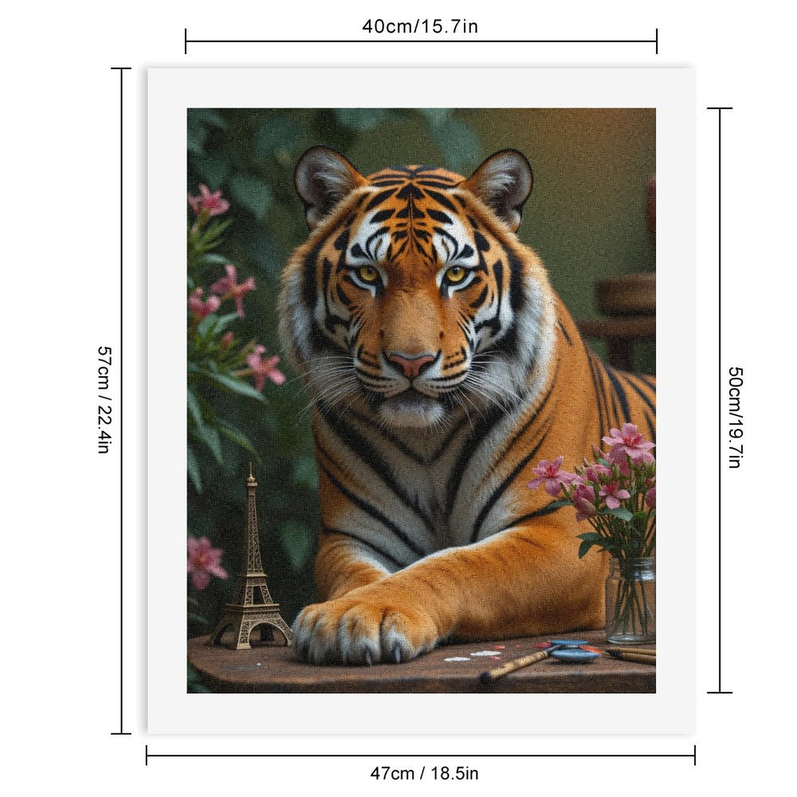 Paint by Numbers Kit for Adults, Tiger Art Flowers Miniature Tower Paint by Numbers, Easy Paint by Numbers Kit for Adults Beginner, DIY Adult Paint by Number Kits on Canvas, Home Decor