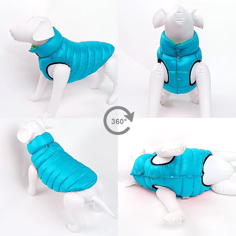 Elasto-Fit Classic Puffer Dog Jacket - Waterproof Quilted Winter Coat For Small To Large Dogs, Adjustable Straps, Light Blue 3X-Large