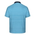 thumbnail image 4 of Avirosel Men's Summer Breathable Short Sleeve Shirt Striped Color Block Casual Polo with 3 Buttons for Outdoor Sports and Daily Wear Light Blue, 4 of 5