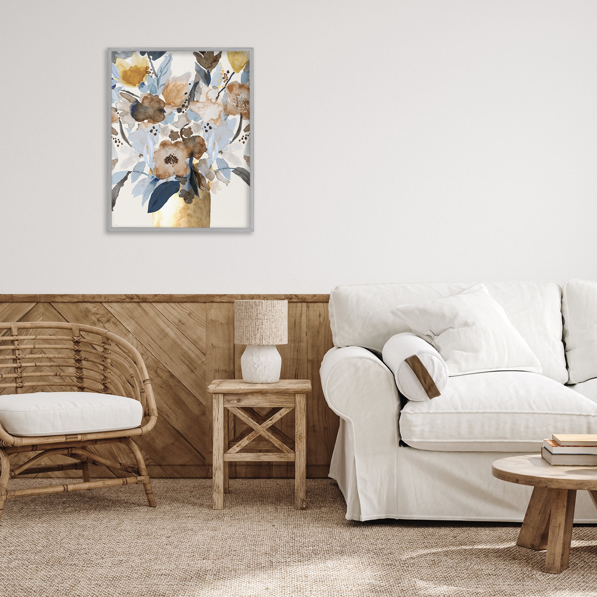 Stupell Industries Expressive Earthy Blossoms Gray Framed Giclee Art, design by Val Rhodes