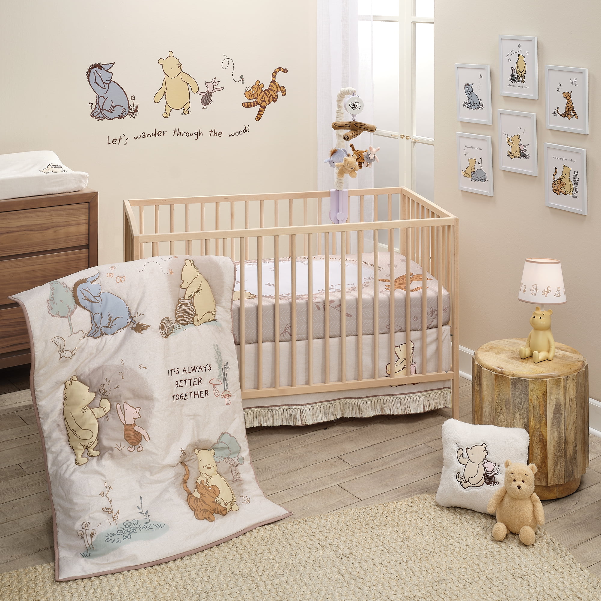 Lambs Ivy Disney Baby Forever Pooh Blue 3 Piece Nursery Bedding Set with Winnie Themed Sheet Walmart