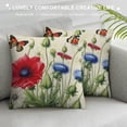 thumbnail image 3 of PRATYUS  Poppy Floral Pillow Covers Spring Red Flowers Gifts Decorative Throw Pillow Cases Outdoor for Sofa Couch Bar Club Valentines Day Decor 18x18in, 3 of 5