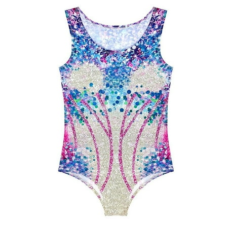 Otqutp Girls Sequin Swimming One Piece Rash Guard Quick-dry Kids Gym Athletic Outfits Sleeveless Swimsuit Beach Swimwear Modest Bathing Suit