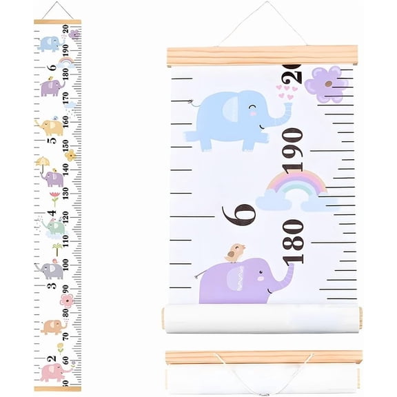 Animal Growth Chart for Wall Cartoon Growth Height Chart Handing Ruler Measurement Wall Decor Canvas Removable Height Growth Chart for Home Living Room Decoration Nursery 4.9 FT Eleant 1pc