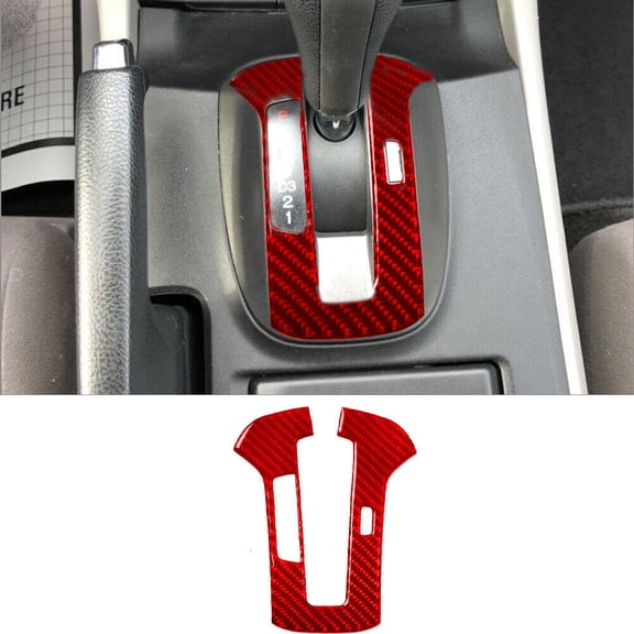 Soft Carbon Fiber Car Interior Decor Kits For 08-12 Honda Accord Red Carbon Fiber Interior Automatic Gear Shift Cover Trim Sticker