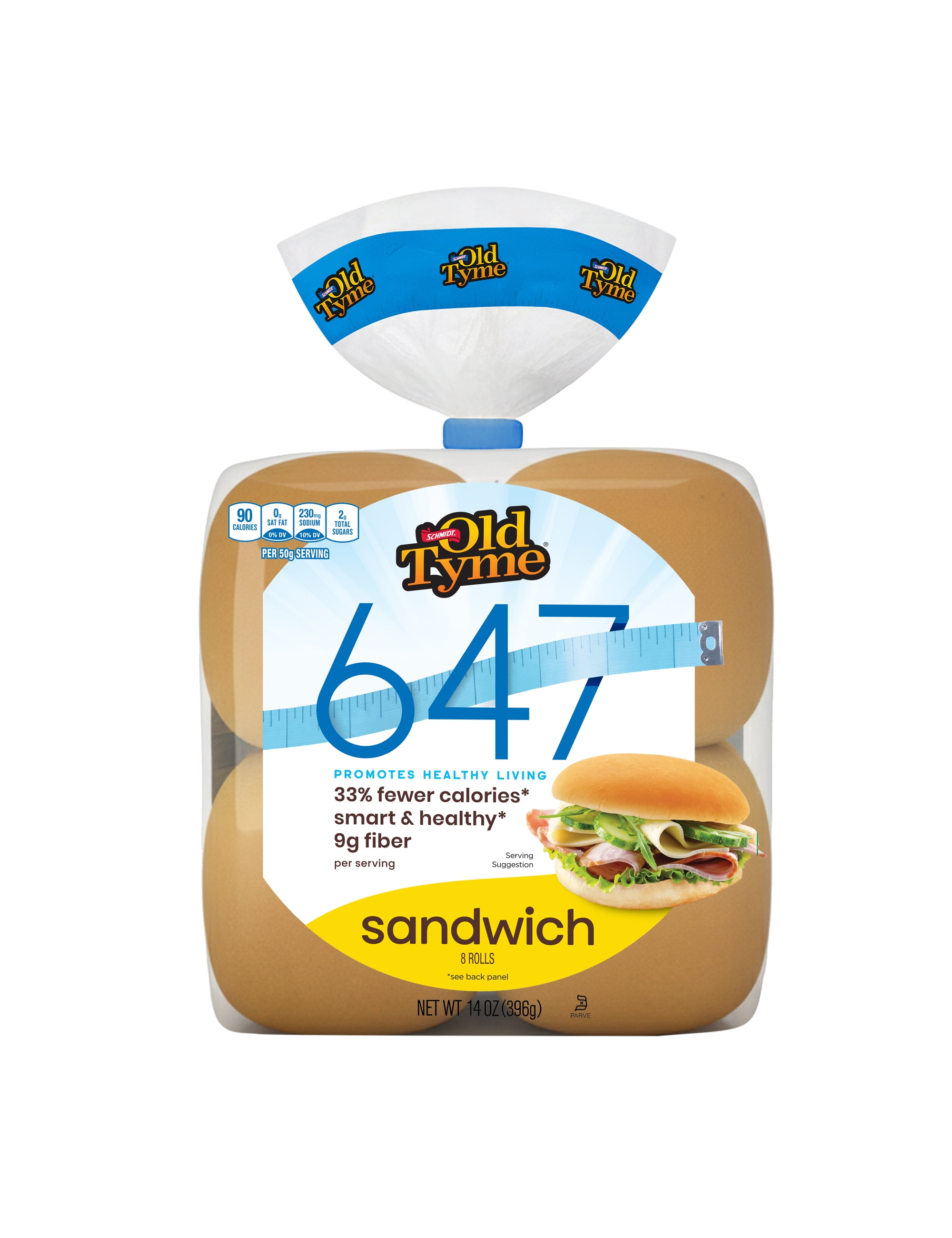 Schmidt Old Tyme 647 Soft Sandwich Rolls, 33% Fewer Calories, 8 Count