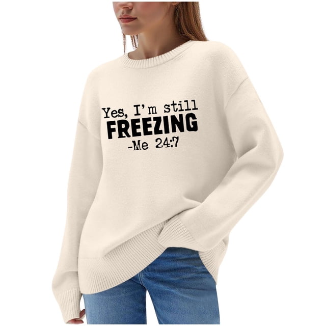 Longs Chandails pour Femmes Chandails Décontractés Couleur Unie Manches Longues Col Rond Chemises Hauts Chandails Hauts Décontractés pour Femmes