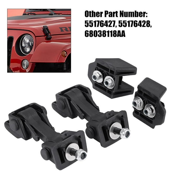 Octpeak Hood Latch Catch for Jeep Wrangler TJ, 55176636AD,2 Set of Hood  Latch Safety Catches & Brackets for Jeep Wrangler TJ 97-06 55176636AD  55395652AC 