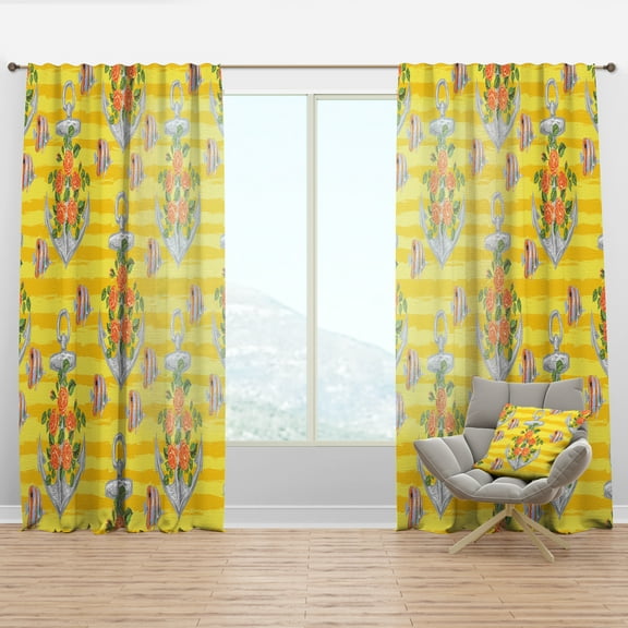 Designart 'Moods Yellow IX' Nautical & Coastal Curtain Panel