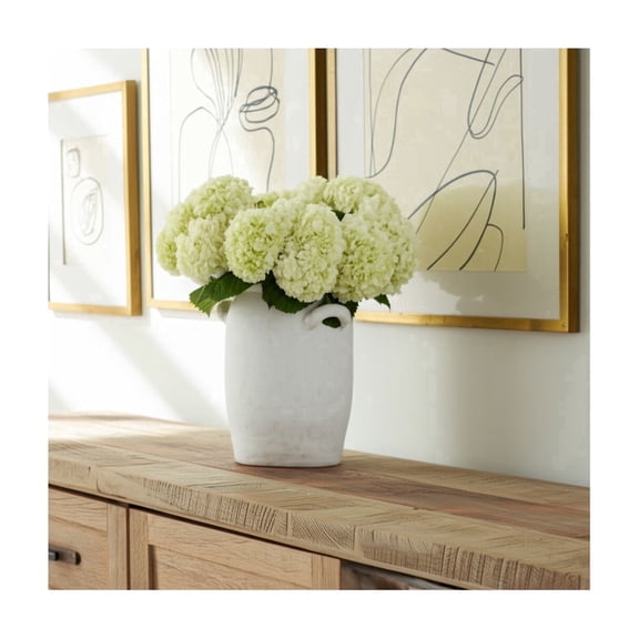 Traditional Vase for Home Decor Accent, Living Room, and Bedroom - Decorative Ceramic Vase for Flowers in Office Display - Elegant Centerpiece for House, Table, or Dining Room - 8", White