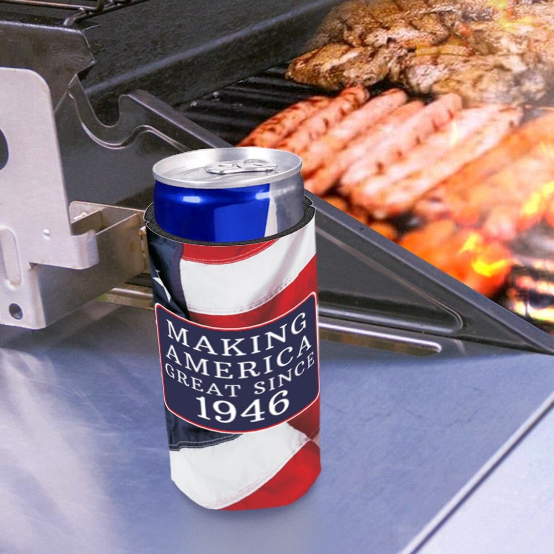 80th Birthday Party Adult Favors Making America Great Since 1946 6-Pack Ultra Slim Can Drink Sleeves