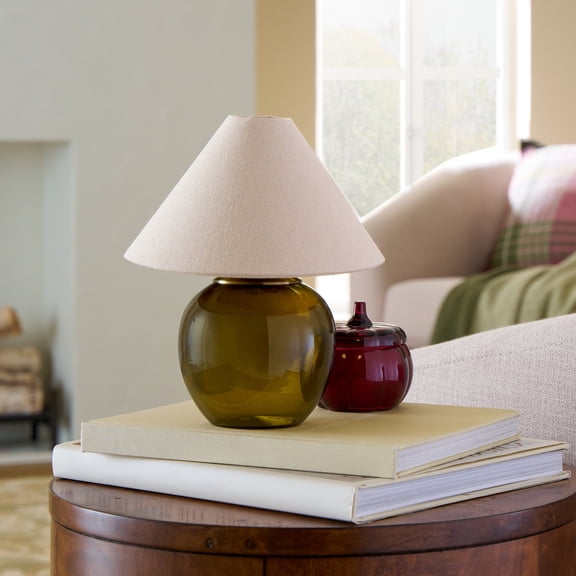Better Homes & Gardens 8.5" Green Glass Rechargeable LED Portable Lamp with Dimmable Touch Sensor