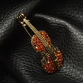 thumbnail image 4 of Mujeres Marrón Vintage Violín Cristal Otoño Accesorios De Ropa Broche Pin Sunnimix Broche, 4 of 7