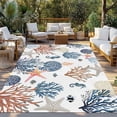 thumbnail image 2 of Blue Coral Coastal Outdoor Rug for Patio/Deck/Porch, Non-Slip Large Area Rug 4 x 6 Ft, Summer Beach Starfish Nautical Indoor Outdoor Rugs Washable Area Rugs, Reversible Camping Rug Carpet Runner, 2 of 8
