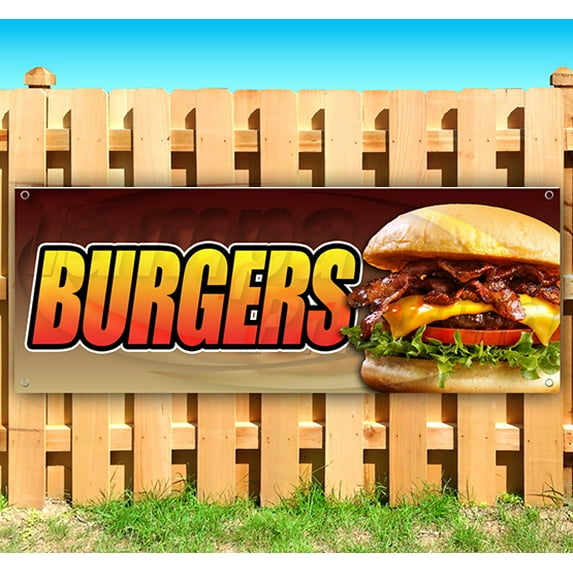 Burgers 13 oz Vinyl Banner With Metal Grommets