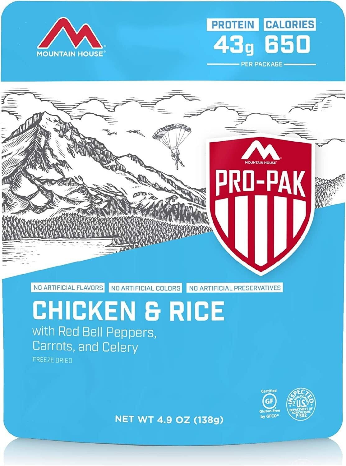 Mountain House Freeze Dried Chicken & Rice - Pro-Pak® Emergency Survival Food for Camping, Hiking and Backpacking - 6 Pouches