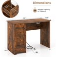thumbnail image 3 of Computer Desk with Power Outlet and Drawers, 43" Home Office Desks, Farmhouse Writing Study Workstation for Teens, Wooden Gaming Table, Small Computer Desk for Small Spaces (Rustic Brown), 3 of 9