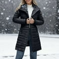 thumbnail image 5 of Otntypg Long Puffer Padded Jackets for Women Lightweight Casual Sherpa Fleece Lined Warm Long Sleeve Oversized Full Zip up Cardigan Thicken Parka Hooded Outwear Coat with Pockets Black M, 5 of 9