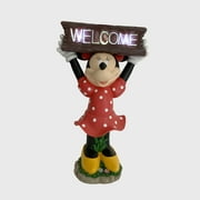 Disney Minnie Solar Garden Statue Holding Welcome Sign