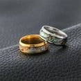thumbnail image 2 of HOOUN Stainless Steel Abalone Shell Inlay Mens Wedding Band Womens Jewelry Party Ring-Silver-Male-8, 2 of 9