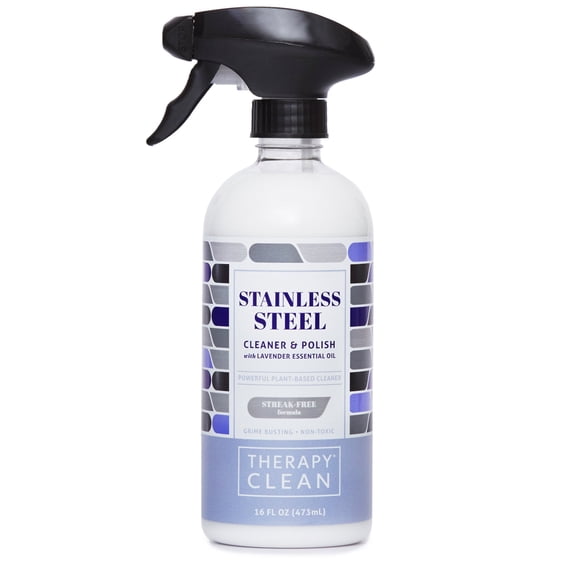 Therapy Premium Stainless Steel Cleaner  Polish- Large Microfiber Cloth 16fl Oz