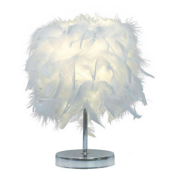 Simple bedroom bed feather lamp Silver pole Princess bed lamp