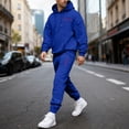 thumbnail image 2 of mihongmao Y2k Outfits for Men Casual Pullover Hooded Sports Print Long Sleeve Trousers Two-Piece Elastic Waist Tracksuit Blue M, 2 of 5
