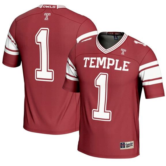 Men's GameDay Greats #1 Cherry Temple Owls Endzone Football Jersey