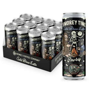 Bones Coffee Ready to Drink Cold Brew Coffee Can | 11 fl oz S'morey Time Flavored Coffee Can (12 Pack)