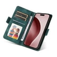 thumbnail image 2 of Allytechgroup Flip Wallet Case for iPhone 16 Pro Max, Premium PU Leather Stylish Pattern Stand Feature Cards Holder Hand Wrist Bumper Phone Case for iPhone 16 Pro Max, Green, 2 of 7