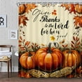 thumbnail image 2 of Fall Shower Curtain, Autumn Pumpkin Shower Curtain Set , Harvest Farmhouse Thanksgiving Maple leaves Halloween Fabric Shower Curtains for Bathroom with Hooks, 2 of 6
