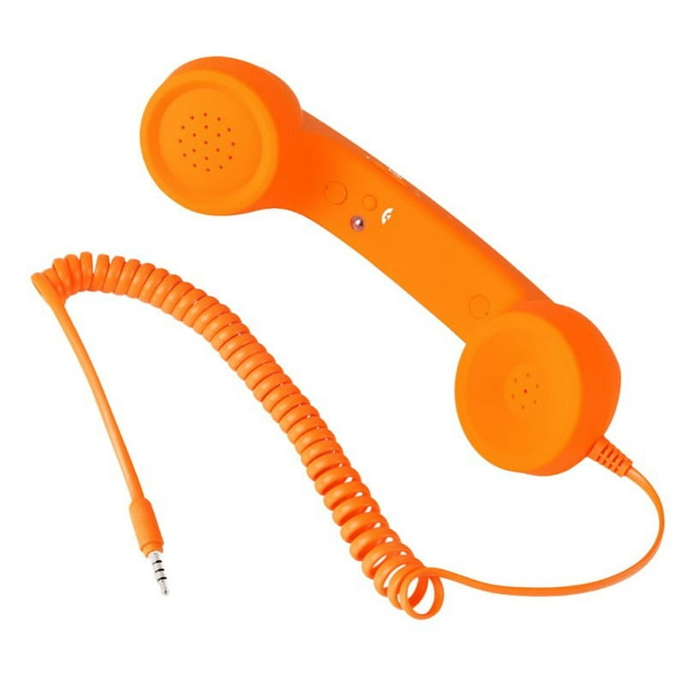 Retro Vintage Classic Style Corded Phone Handset - Old-school Style Classic  POP Handset for iPhone, iPad, iPod, and Android Phones Landline Telephone  Microphone (Orange) 